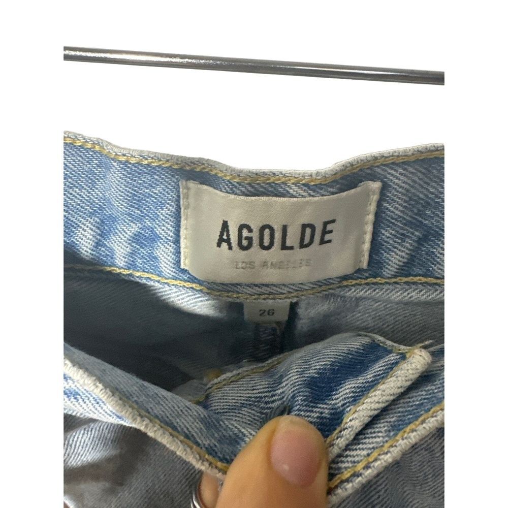 AGOLDE Cut Off Jean Shorts 26 Denim High Rise Distressed Frayed Blue 26 Parker - Picture 3 of 5